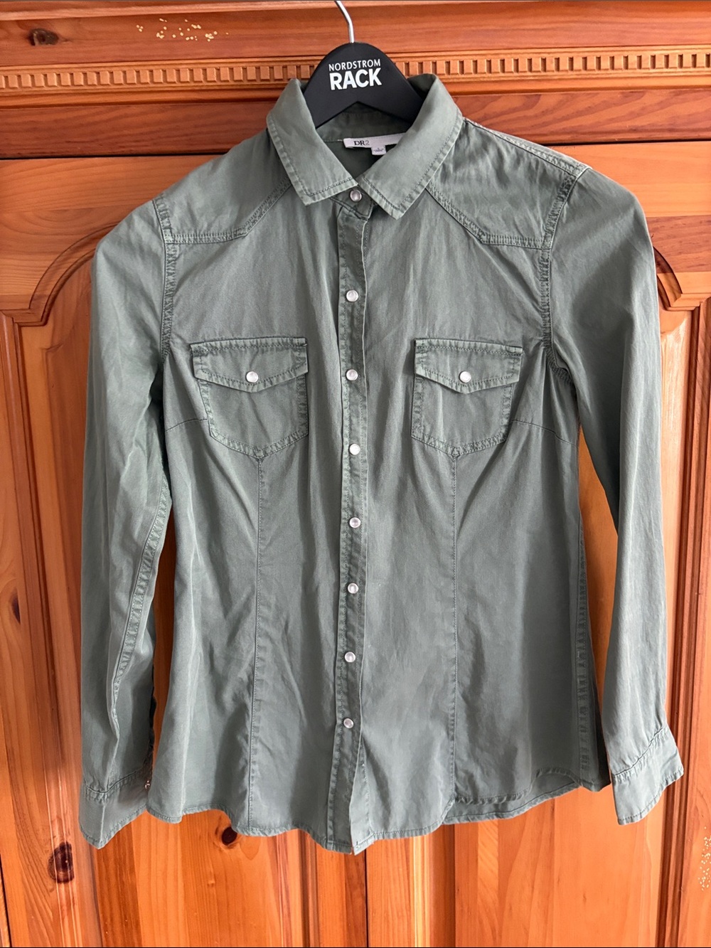 DR2 Olive Green Snap-Front Button Down Shirt